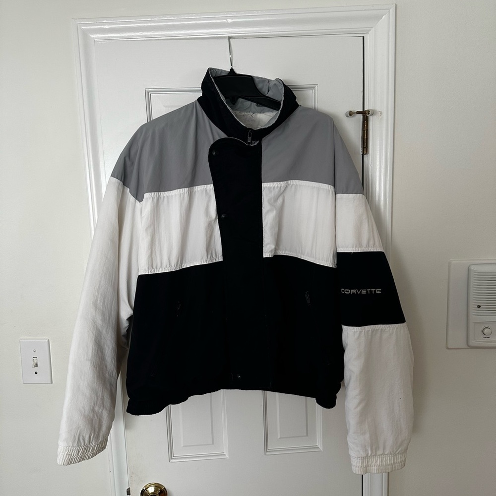 Vintage 80s Corvette Black and White Puffer Jacket